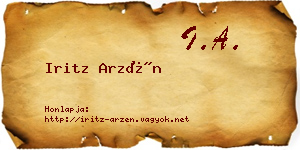 Iritz Arzén névjegykártya